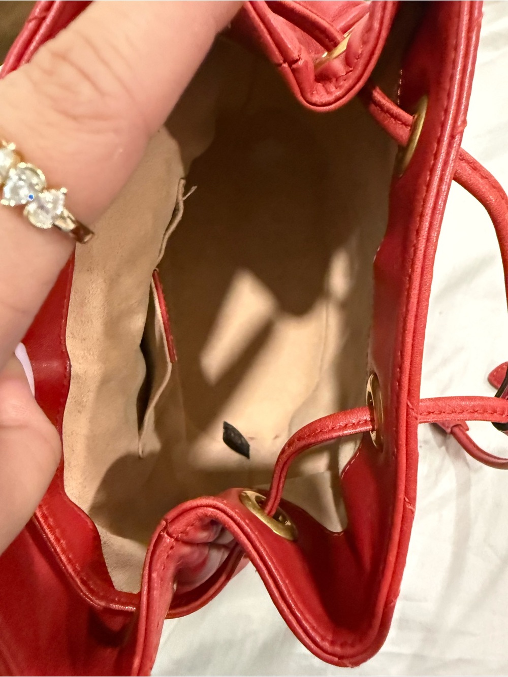 Gucci Red Chevron Quilted Mini Backpack with Gold GG - Picture 5 of 9